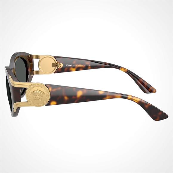 New VERSACE Sunglasses Brown Tortoise Oval Gold Medusa Medallion Retro main image 4